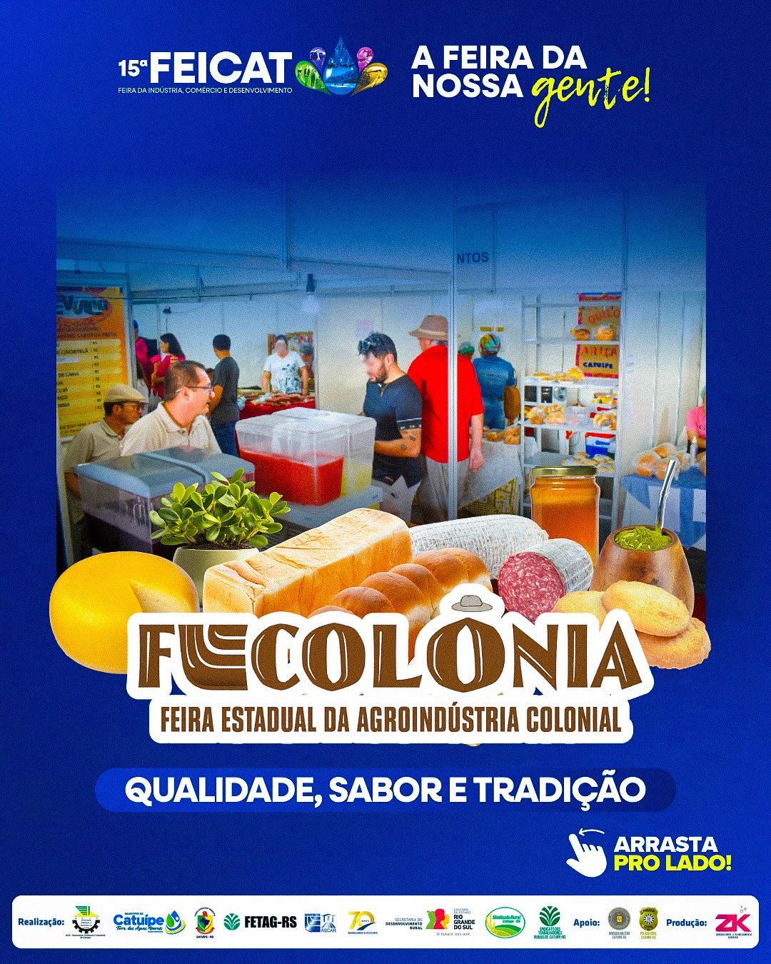 1ª FECOLÔNIA na 15ª Feicat!🌽💚 A partir desta sexta-feira, às 9h, a Feira Estadual da Agroindústria Colonial abre suas portas trazendo o melhor da nossa produção artesanal: qualidade, sabor e tradição que valorizam a nossa terra. 👉 Arraste pro lado e confira quem são as agroindústrias e expositores que estarão presentes! 📍 Catuípe 🎉 Entrada gratuita #Feicat2025